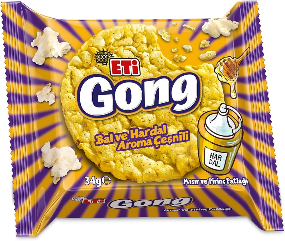 Eti Gong Bal ve Hardal Aroma Çeşnili Mısır ve Pirinç Patlağı 34 g 
